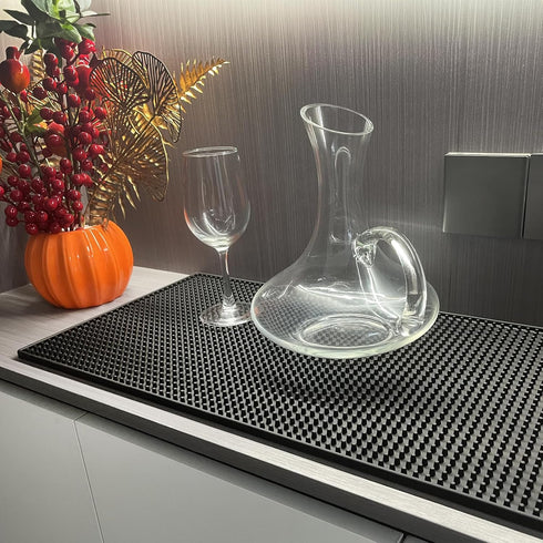 Large Bar Mat for Countertop, 12X24'', Thicker Rubber Coffee Bar Mat, Non-Slip Kitchen Mat for Easy Cleaning