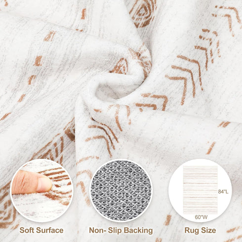 5x7 Nakagishi Area Rug Living Room Rugs: Large Soft Machine Washable Boho Moroccan FarmNeutral Stain Resistant Indoor