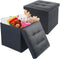 LotFancy Storage Ottoman, 2 Pack, Foldable Foot Rest Stool, 13x12x12 Inches Small