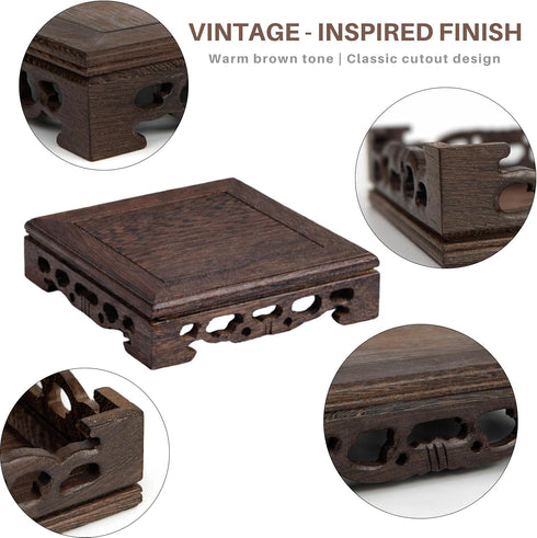 5.5"5.5" Wooden Display Square Stand Base Wood Plant Stand, Pedestal Stand, Tabletop Plant Stand, Risers Display