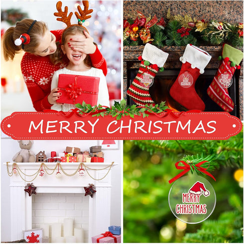 42 Pieces Round Acrylic Christmas Ornaments with Red Ribbon, DIY Blank Transparent Circle Discs for Decoration