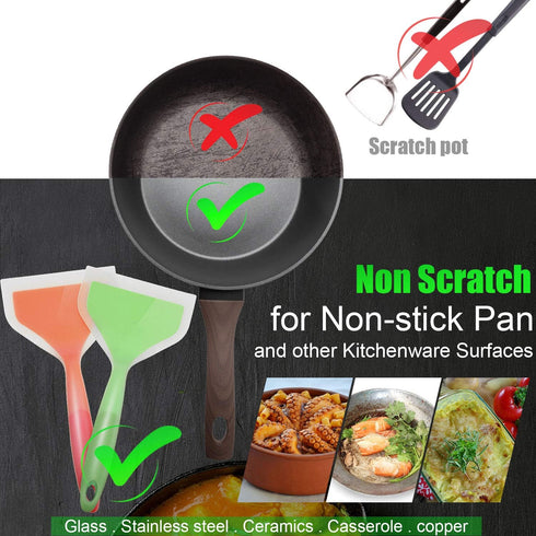 Shappy 2 Pcs Wide Silicone Spatula - Tamagoyaki Shovel Turner Nonstick Fried Shovel Fish Spatula for Nonstick Cookware