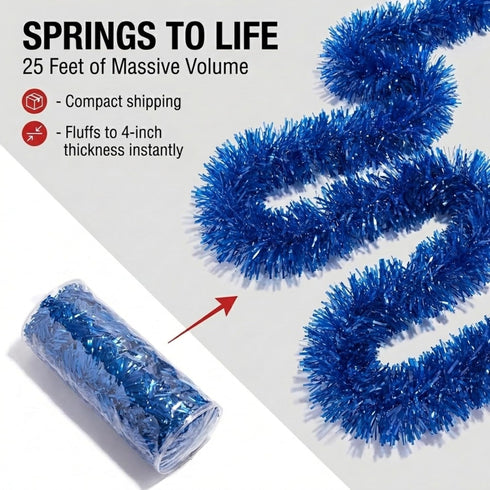 4" 25' TCDesignerProducts Dark Blue Vinyl Twist Garland - x roll, Parade Float Decorations for Trailer Or Golf Cart