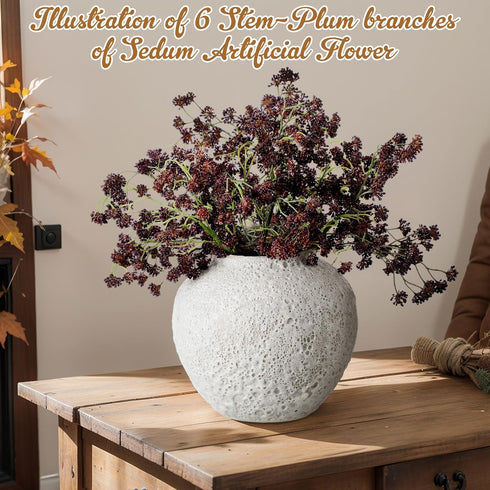 Thiccywoov 6 (16 Inch) Pcs Plum Faux Berry Stems Artificial Dusty Sedum Berry Stems Picks Branches Faux Spray for DIY