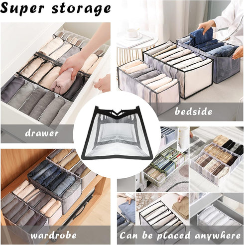 ULENDIS 9 Pack Wardrobe Clothes Organizer for Drawers, Foldable Mesh Separation Box, Drawer Dividers for Clothes