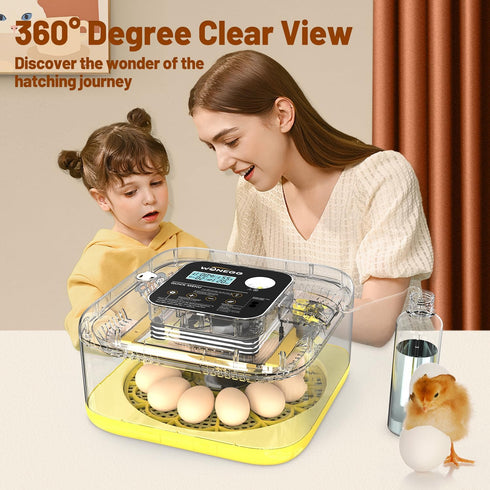 12 Incubator for Hatching Eggs, Eggs Incubator with Automatic Egg Turning, Temperature & Humidity Control, LED Egg