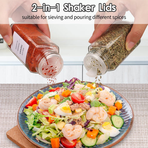 24-Pack 4 Oz Set Glass Spice Jars with Bamboo Lids, Clear Square Spice Containers with Airtight Seal, Spice Bottles