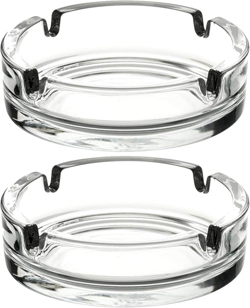 Fargus Glass Ashtrays for Cigarettes, Portable Decorative Modern Ashtray for Indoor Outdoor Use, Pack of 2 (Clear)