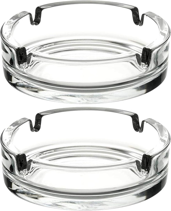 Fargus Glass Ashtrays for Cigarettes, Portable Decorative Modern Ashtray for Indoor Outdoor Use, Pack of 2 (Clear)