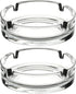Fargus Glass Ashtrays for Cigarettes, Portable Decorative Modern Ashtray for Indoor Outdoor Use, Pack of 2 (Clear)