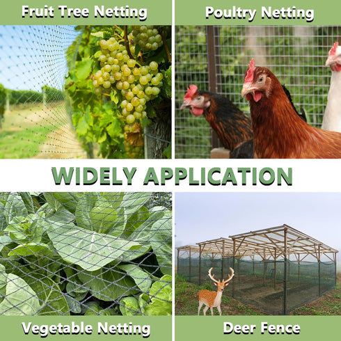 7.5 100 Bird Netting for Garden x FT Heavy Duty Black Garden Netting for Fruit Trees, Chicken Coop, Pond, Blueberry