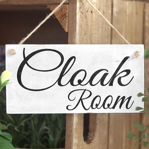 Meijiafei Cloak Room Shabby Chic Gift Sign Plaque 10" x 5"