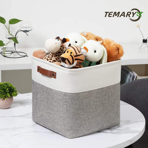 Temary 12 Inch Storage Baskets, Foldable Fabric Storage Cubes 4PCs for Organizing Clothes and Towels