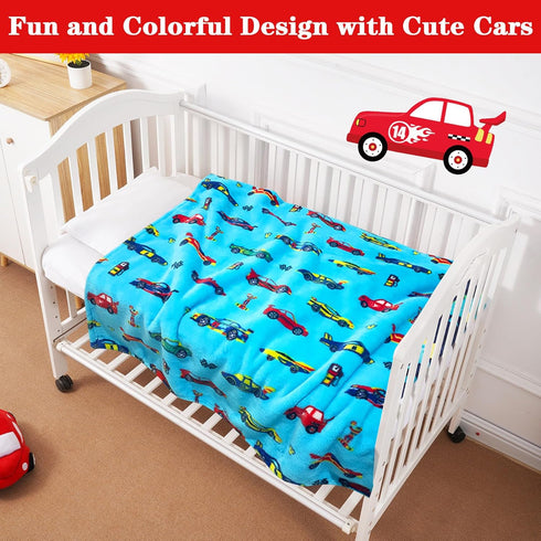 Lukeight Plush Toddler Blanket for Boys and Girls, Thick Car Blanket Birthday Gifts (Race Cars, 30x40 Inches)
