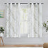 FMFUNCTEX Linen Semi Sheer Curtains, Sage Green White, 54 Inches Long for Living Room, Grommet Top 2 Panels