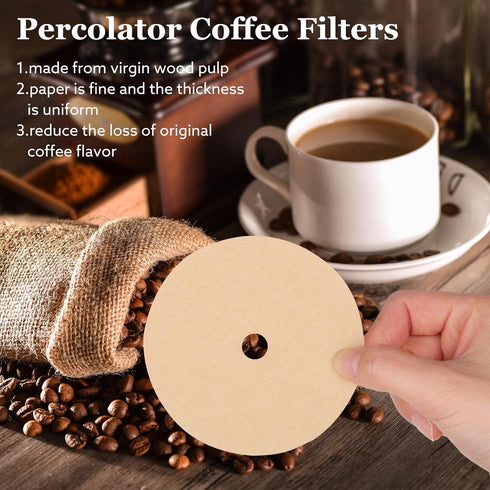 400 Count Natural Unbleached Percolator Coffee Filters, 3.75in Disposable Disc Filters for Home, Office, Camping