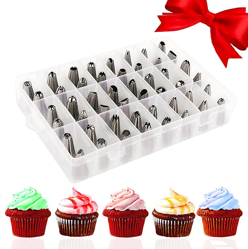 48-Piece Numbered Piping Tips, Cookie Icing Tips, Cake Decorating Kit for Cupcakes Cookies, Master Decorating Tip Set