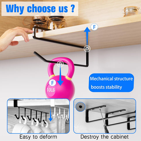 Poerlve Cabinet,6PCS Tumbler Lid Organizer Inside Coffee Mug Holder, Space Saving Cup Rack for Kitchen Storage
