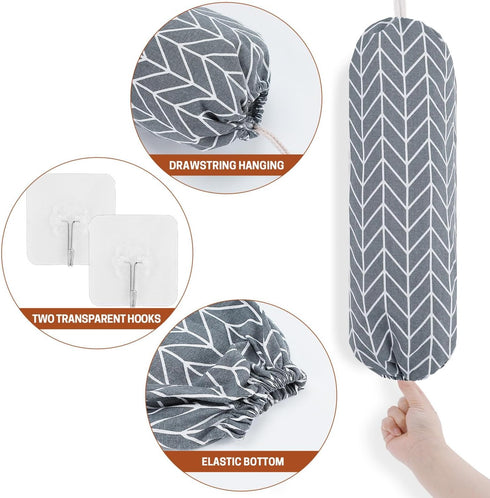 SWISSELITE 2Pcs Plastic Bag Holder, Reusable Wall Mount Grocery Bag Organizer, 22x9 IN