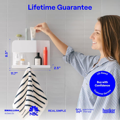 WallShelfie Bedside Wall Organizer & Dorm Decor - Dorm Room Essential, Floating Bedside Shelf Wall Mount Organizer