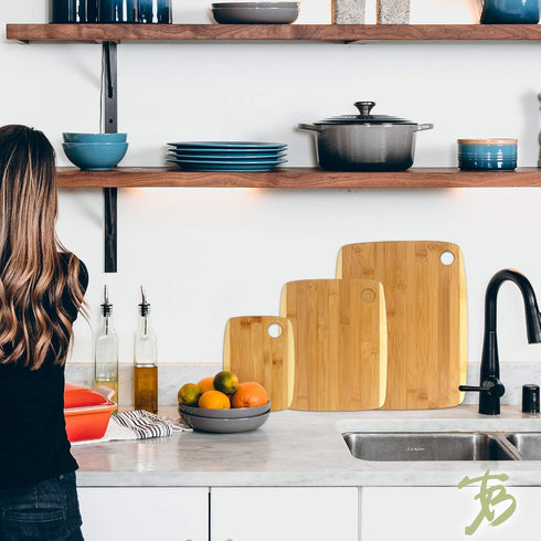 Totally Bamboo 3-Piece Two-Tone Serving and Cutting Board Set