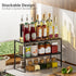 Countertop, (1Pack/Black,Large) Expandable Adjustable Cabinet Shelf Organizer - Stackable Metal Spice Rack for Kitchen