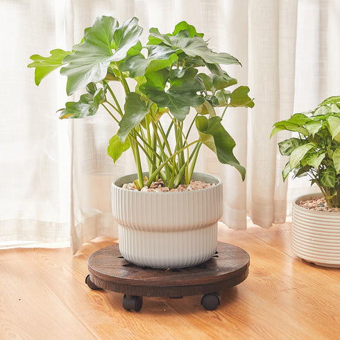 GZQWDC Wood Plant Stand Indoor,Plant Caddy with Lockable Wheels,Pot Stand,Rolling Plant Stand with CastersPlant Dolly
