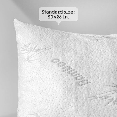 2 Pack Waterproof Viscose Bamboo Pillow Protectors, Standard 20x26 Zippered Case, Ultra Plush Absorbent - White