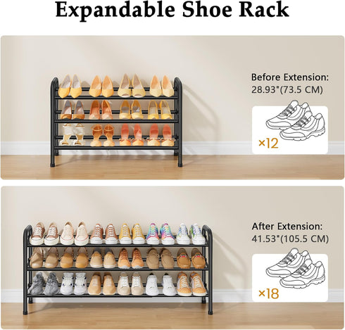 3 Closet, 28 42, Closet, 18 Gewudraw Tier Shoe Organizer, Shoe Rack for Metal Shelf Can Expandable to for Bedroom