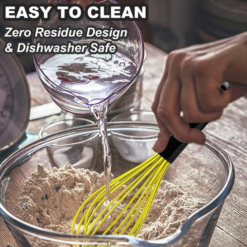 Anaeat Silicone Whisk, Thick Stainless Steel Wire Inner Heat Resistant Kitchen Whisks for Non-Stick Cookware