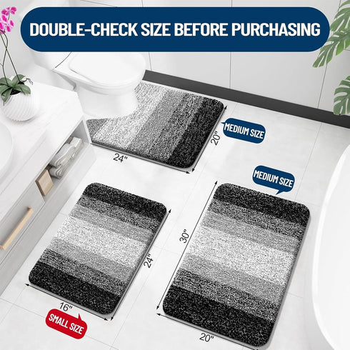 OLANLY Bathroom Rug Mat 30x20, Extra Soft Microfiber Non-Slip Plush Shaggy Bath Carpet for Bathroom