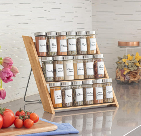18 5-Year Countertop Orii Jar Bamboo Compact Spice Rack with Spices Included & Free Spice Refill Program for or Kitchen