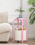 TB01BP092 TUTOTAK Small Side Table, Round End Table, Night Stand, Bedside Table, Sofa Table with Storage Basket, Living