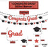 KatchOn Glitter Congrats Grad Banner, Red and Black - 10 Feet Graduation Banner, Grad Cap Garland for Class of 2025