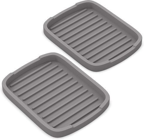 Silicone Sponge Holder - Soap Tray Set of 2, 5.9" X 4.33" (Gray)