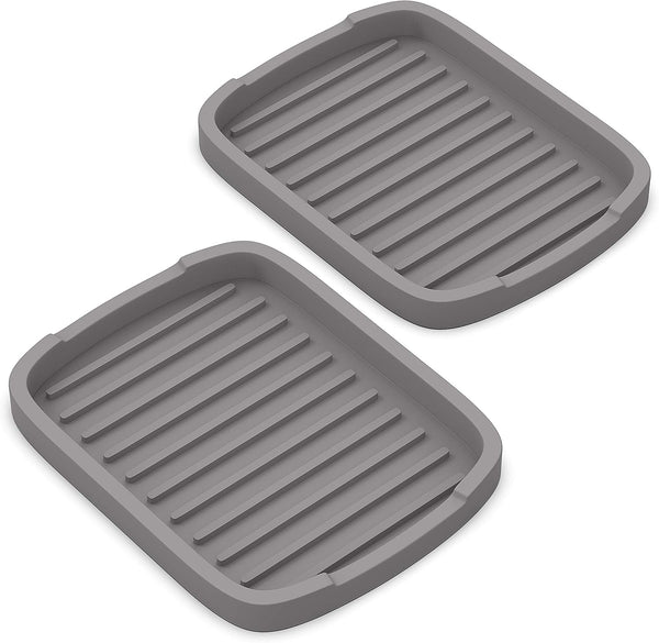 Silicone Sponge Holder - Soap Tray Set of 2, 5.9" X 4.33" (Gray)