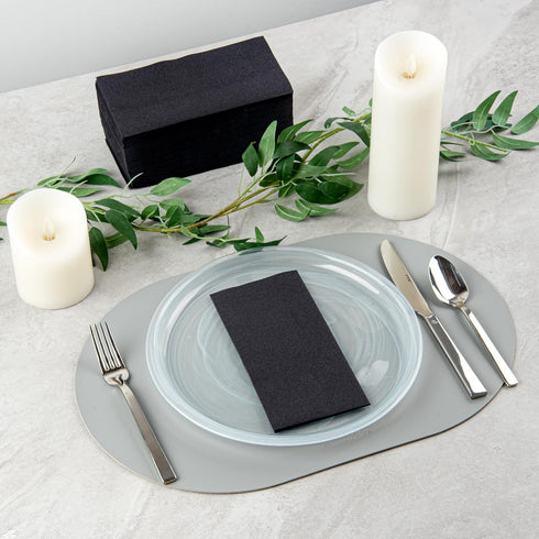15.8 7.9 Inch 50 Luxenap X Linen-Feel Guest Towels, Hand Towels - Fold, Air-Laid, Black Paper Dinner Napkins