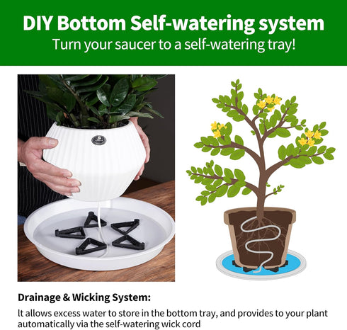 12 Pack ORIMERC Adjustable Plant Pot Toes with Watering Wick, Plant Pot Riser Support Planter Off Deck Floor to Prevent