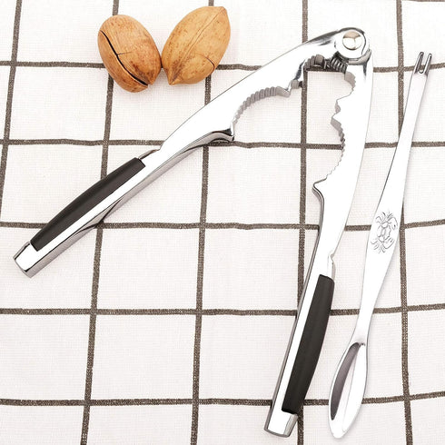 Anwenk Heavy Duty Nut Crackers for All Nuts, Pecan Walnut with 2 Picks, Seafood Cracker Tool