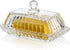 Countertop Clear Glass Butter Dish with Lid for - Refrigerator Door Shelf, Glass Butter Keeper Container, Butter Holder