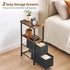 DALEMHOME 2 HKET1200BR End Table, Narrow Side Table with Fabric Drawers, Slim Nightstand, Small Bedside Table