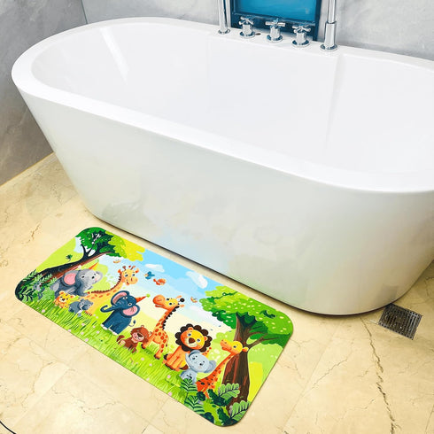 ShineCozy 35 15.3 Inch, Cute Cartoon Non-Slip Bath Mat for Tub - Anti-Slip Kids Bathtub Mat, Slip-Resistant Shower Mat