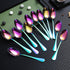 Rainbow Dinner Spoon of 12, Berglander 7.5" Stainless Steel Titanium Plating Shiny Mutil-Color Soup Spoons Silverware, Colorful Soup Spoon Table Spoon Set Sturdy Easy To Clean, Dishwasher Safe