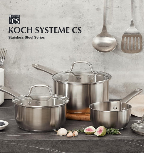 KOCH SYSTEME CS 2QT Stainless Steel Saucepan with Lid, Premium Induction Pot, Easy to Clean