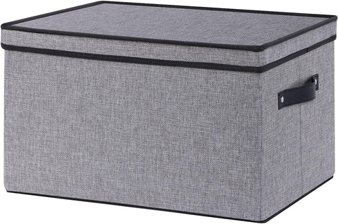 Fabric Storage Boxes with Lids, Storage Baskets for Shelves, Decorative Linen Closet Organizers, Small, Gray, 1-Pack