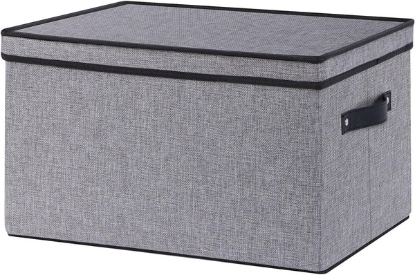 Fabric Storage Boxes with Lids, Storage Baskets for Shelves, Decorative Linen Closet Organizers, Small, Gray, 1-Pack