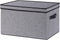 Fabric Storage Boxes with Lids, Storage Baskets for Shelves, Decorative Linen Closet Organizers, Small, Gray, 1-Pack