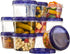 PLASTICPRO 6 Pack Twist Cap Food Storage Containers, 16 oz Reusable Meal Prep Containers with Blue Screw on Lid