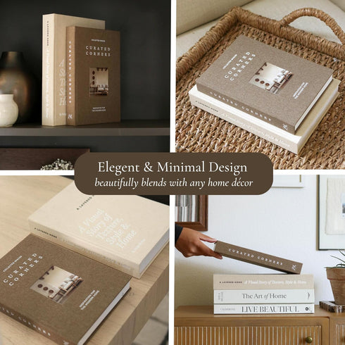 2 Decorative Books for Home Decor - Linen Fake Books for Decorating Bookshelf, Coffee Table, Shelves - Faux Book Box