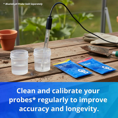 Bluelab CAREKITPH pH Probe Care Kit with Calibration Solution, Storage Solution, and Brush, used for pH Pen, Meter